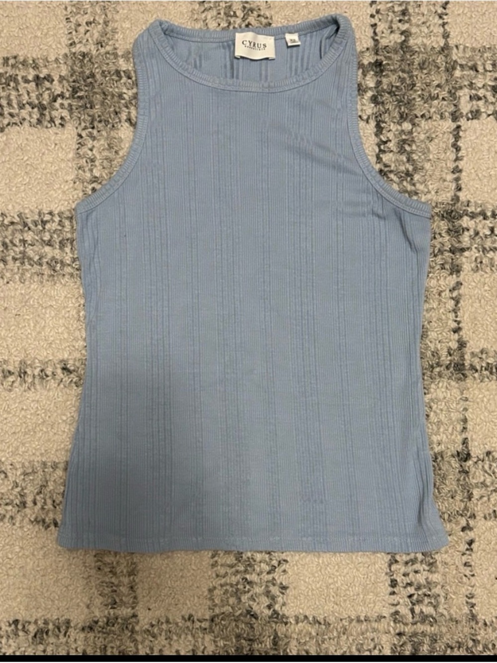 Cyrus Ribbed Sky Blue Tank Top Size XS